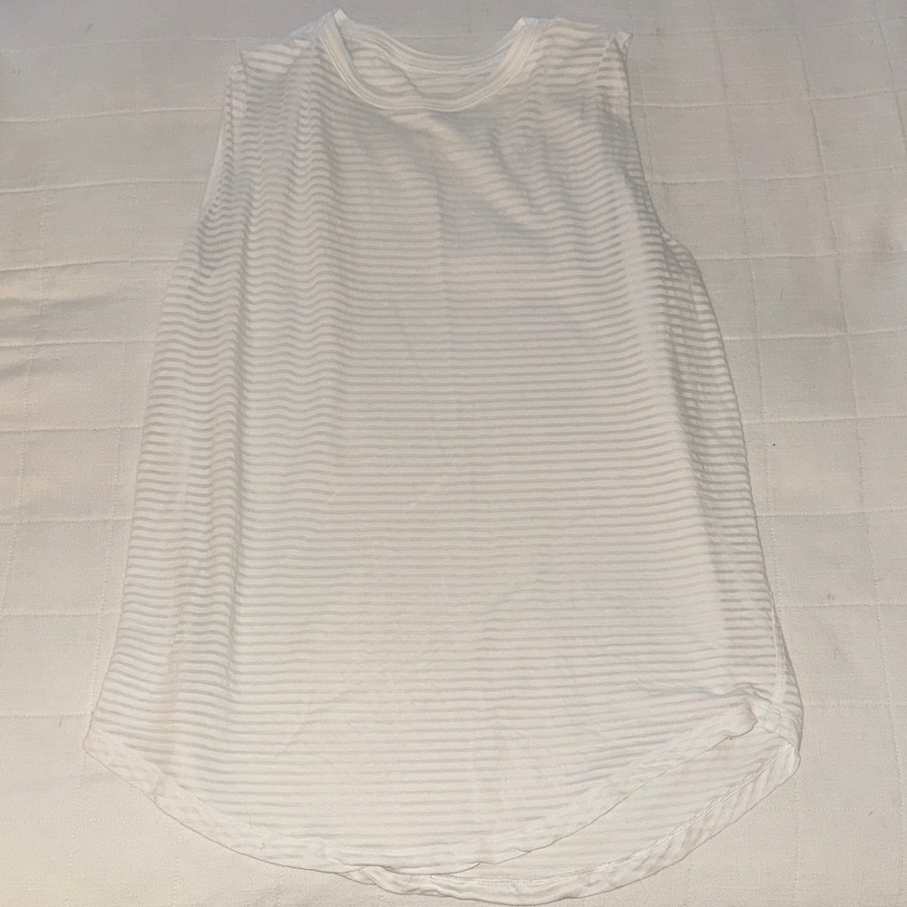Lululemon Brunswick Muscle Tank - Shadow Stripe (Sheer) White - Size 8
